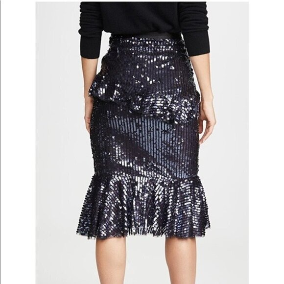 Needle & Thread Skirt New Sequin Scarlett Midi Skirt in Graphite Size 2 nwt - Picture 4 of 15